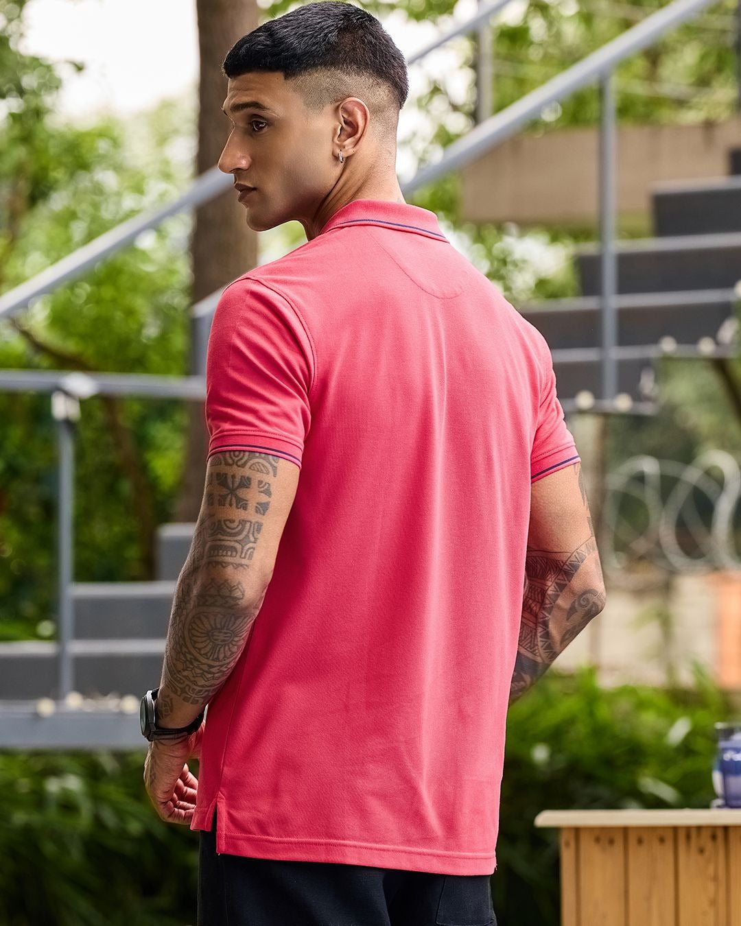 Clottie Men's Pink Solid Polo T-Shirt – Premium Casual Wear