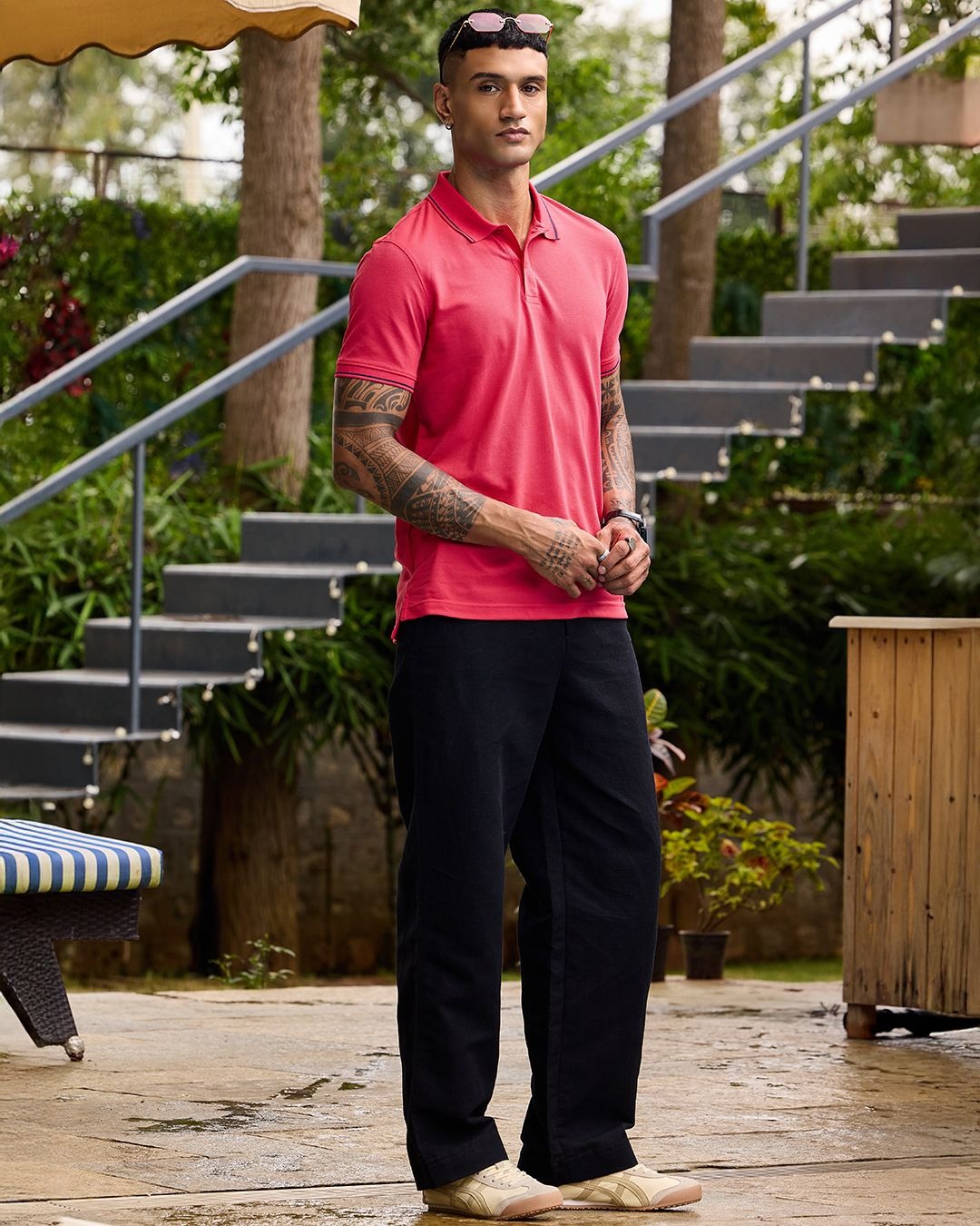 Clottie Men's Pink Solid Polo T-Shirt – Premium Casual Wear