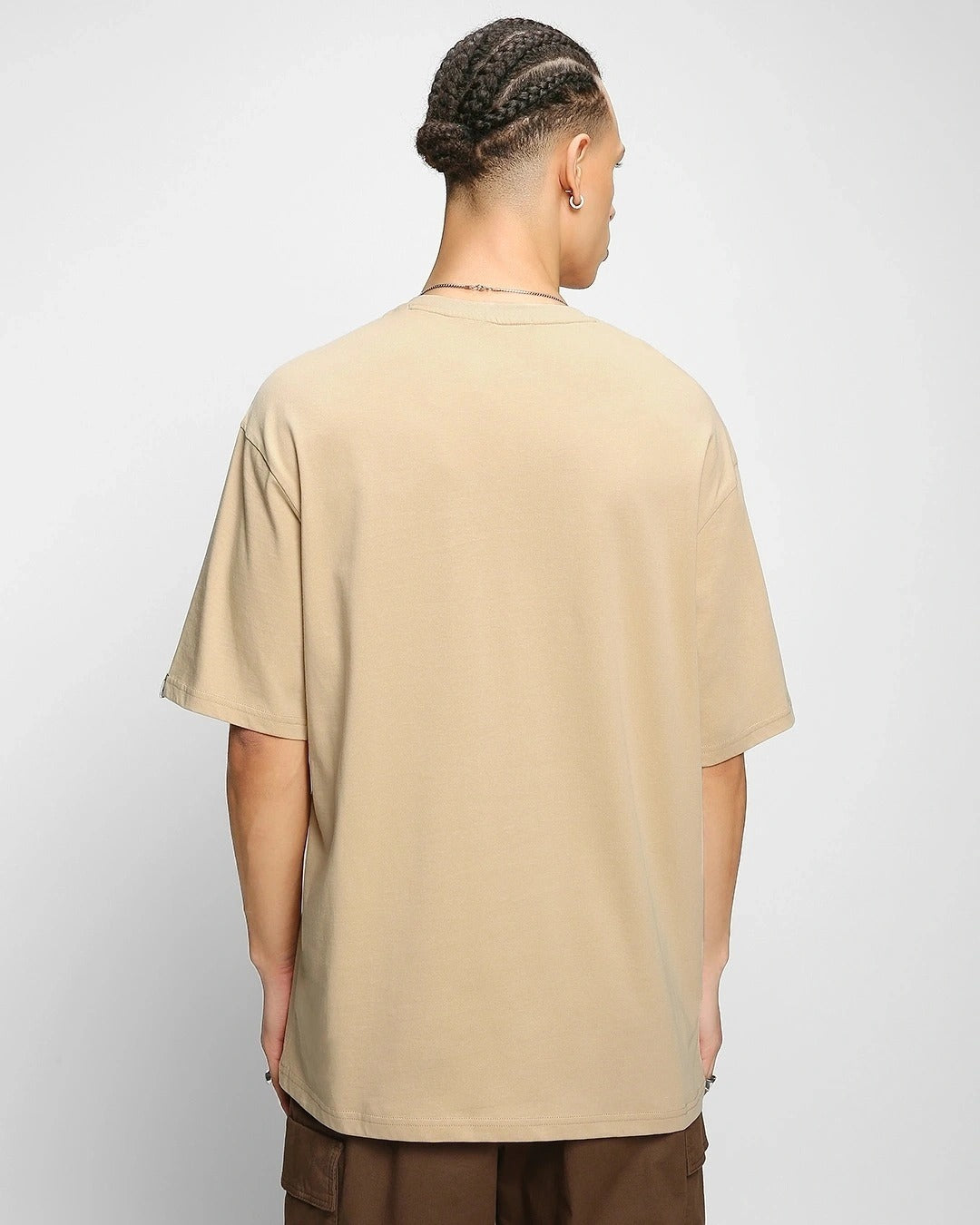 Clottie Men's Ginger Root Brown Rooted Graphic Printed Oversized T-Shirt