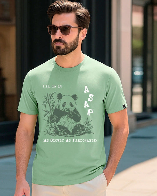 Clottie Men's Bird Egg Green ASAP Panda Graphic Printed T-Shirt