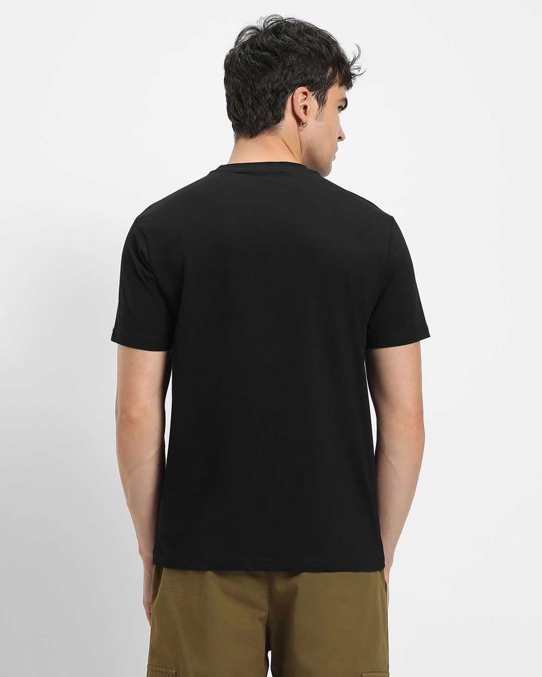 Clottie Men's Jet Black Freeze Time Graphic Printed T-Shirt