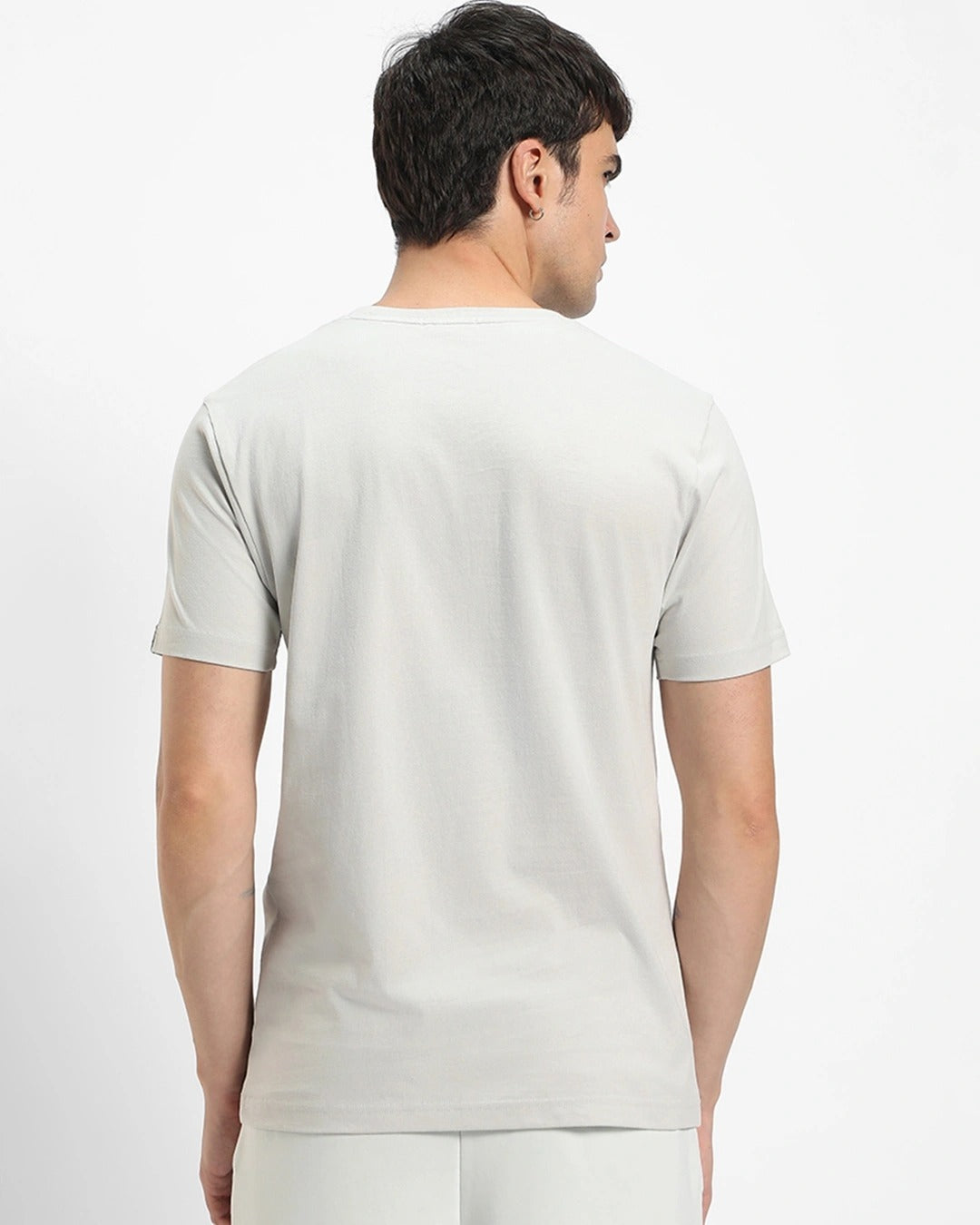Clottie Men's Oyster Mushroom Grey Wild and Wise Elephant Graphic Printed T-Shirt